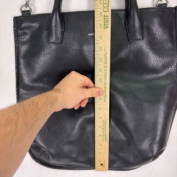 Matt & Nat Black Vegan Leather Large Tote Bag Purse with Long Strap - Picture 7 of 13
